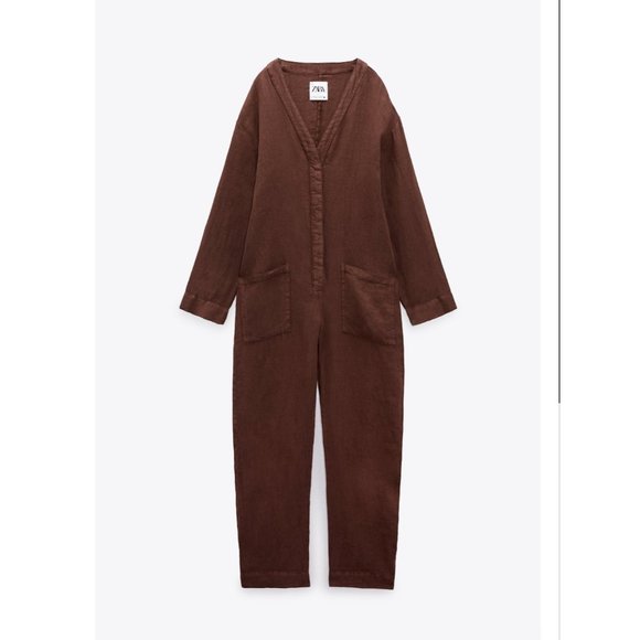 Zara Full Length Linen Jumpsuit S - Picture 5 of 8
